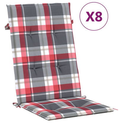 vidaXL Chaises de jardin avec coussins 8 pcs Bois de teck massif
