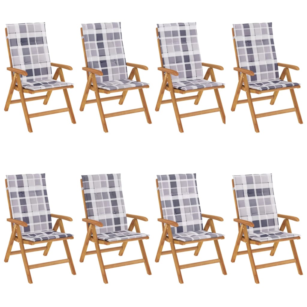 vidaXL Chaises de jardin avec coussins 8 pcs Bois de teck massif