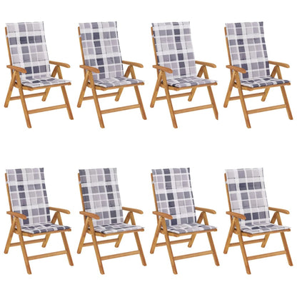 vidaXL Chaises de jardin avec coussins 8 pcs Bois de teck massif