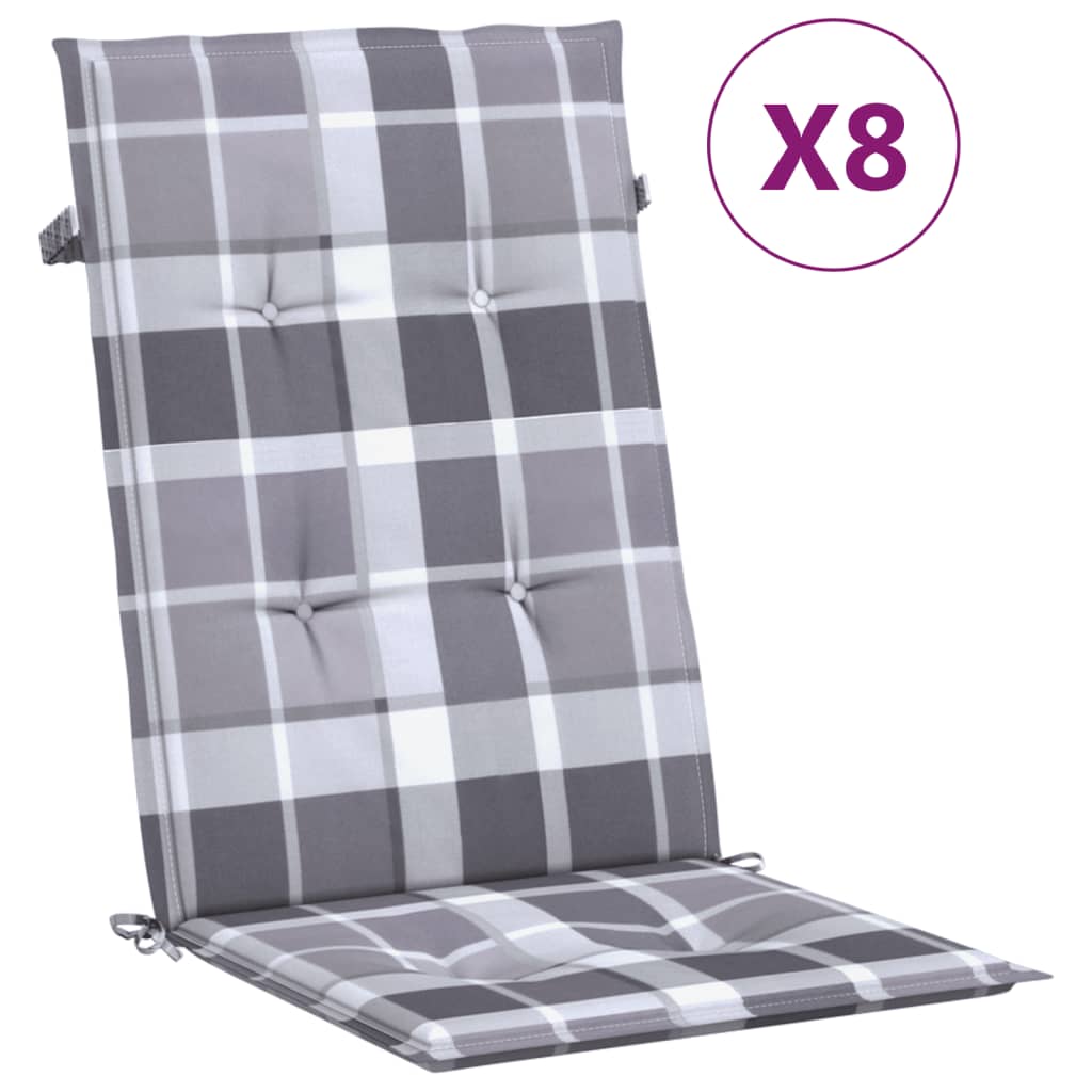 vidaXL Chaises de jardin avec coussins 8 pcs Bois de teck massif