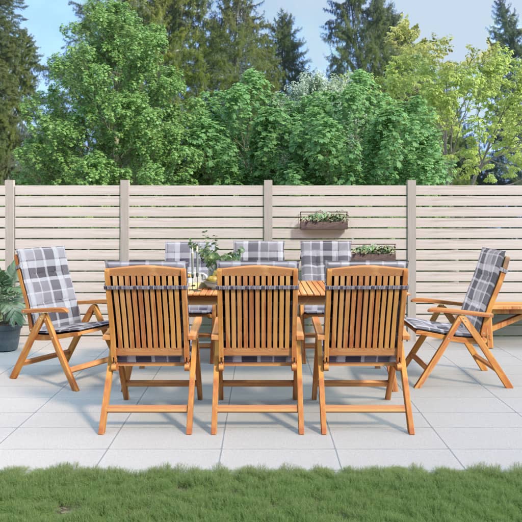 vidaXL Chaises de jardin avec coussins 8 pcs Bois de teck massif