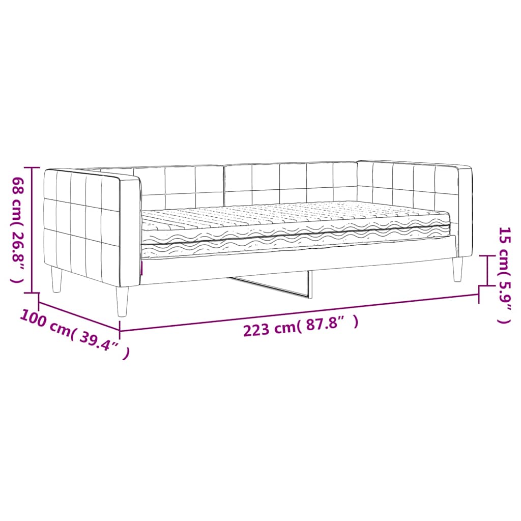 vidaXL Tagesbett mit Matratze Dunkelgrau 90x200 cm Samt