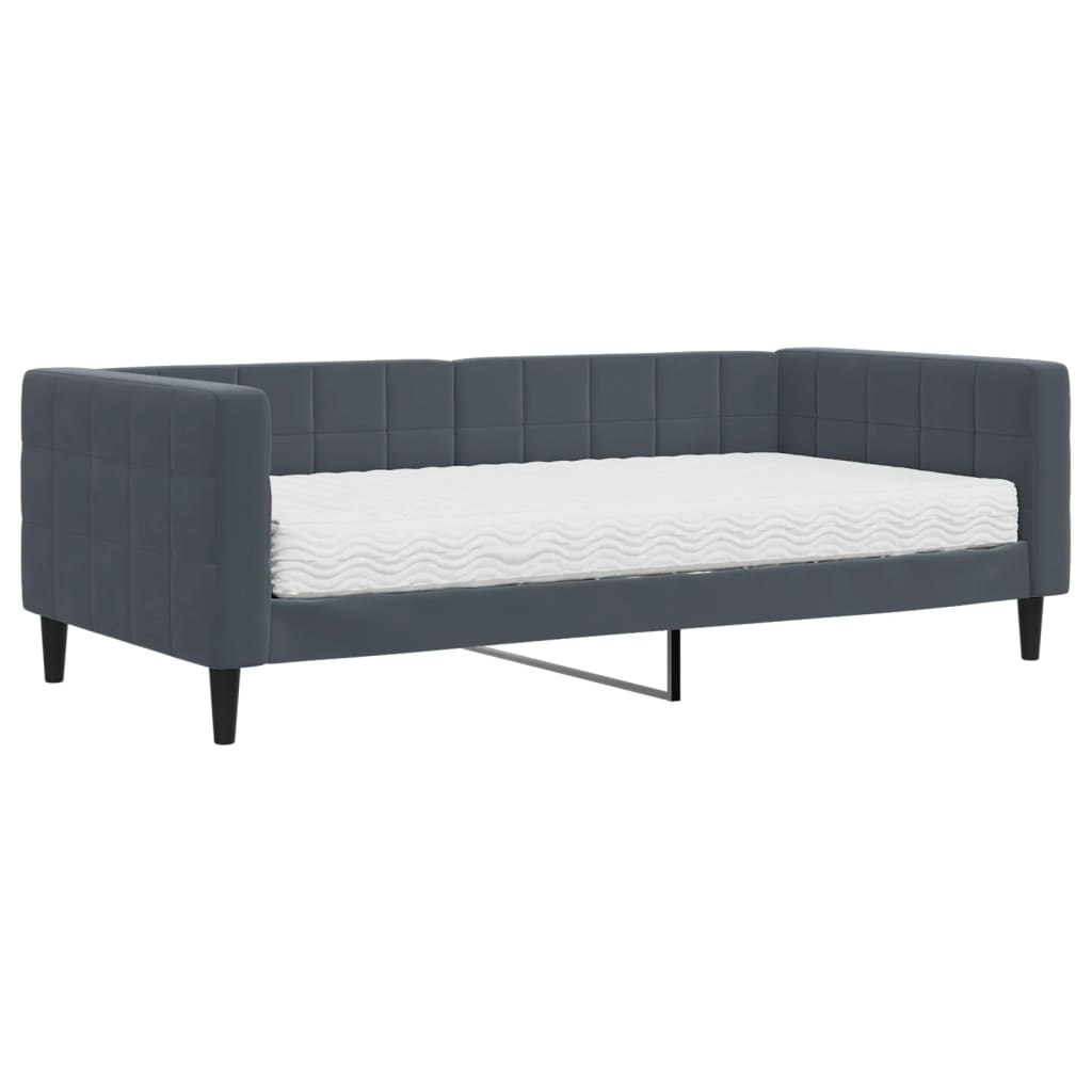 vidaXL Lit de repos avec matelas gris foncé 90x190 cm velours