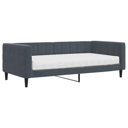 vidaXL Lit de repos avec matelas gris foncé 90x190 cm velours