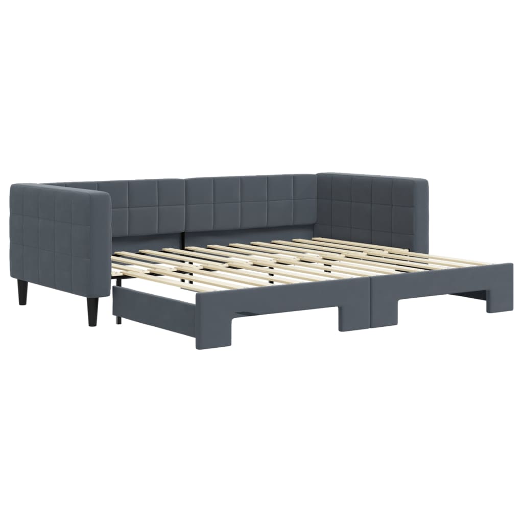 vidaXL Lit de repos gigogne gris foncé 90x200 cm velours