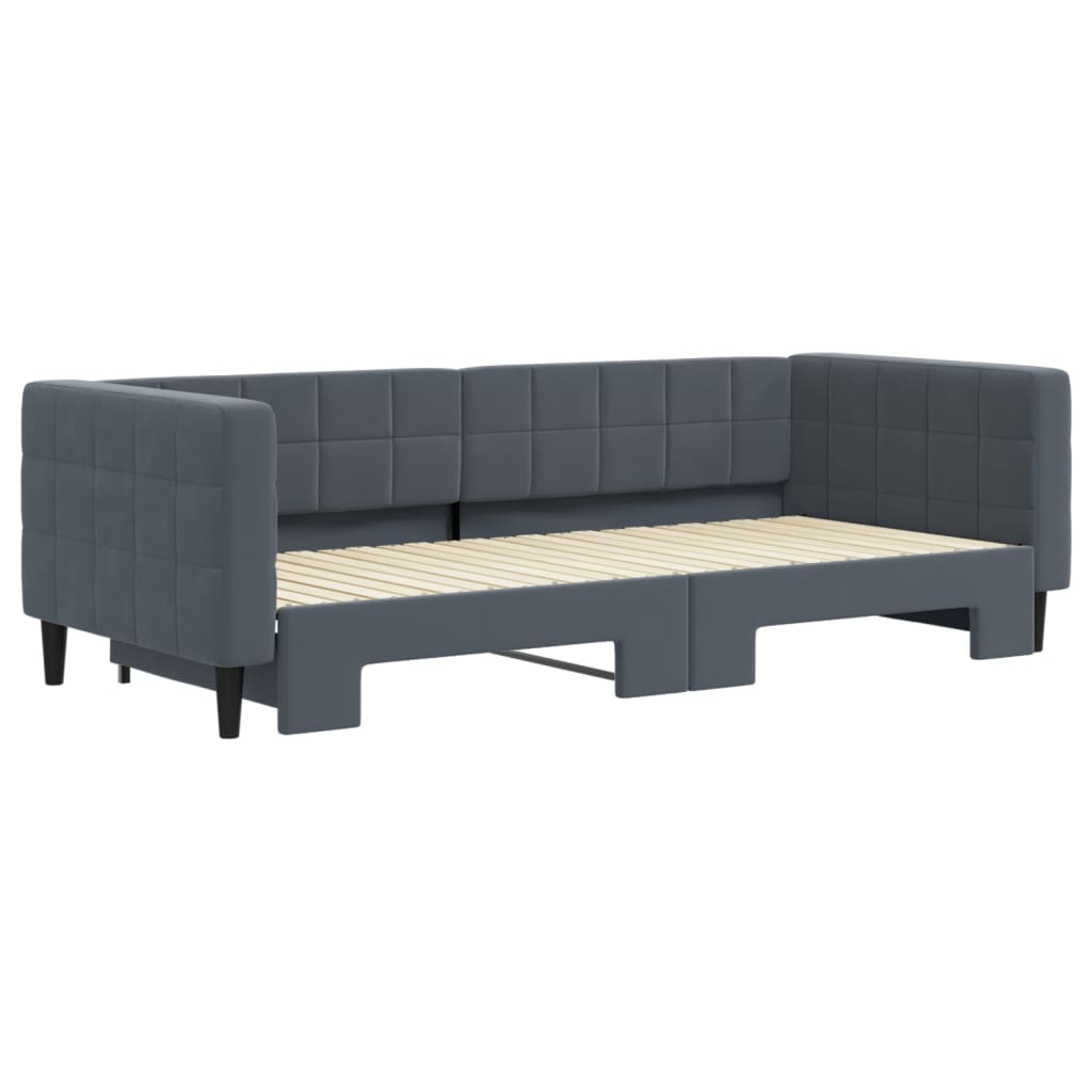 vidaXL Lit de repos gigogne gris foncé 90x200 cm velours