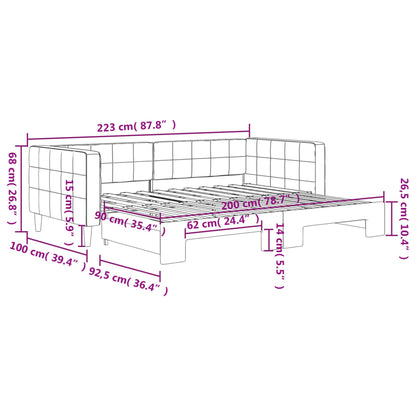 vidaXL Lit de repos gigogne gris foncé 90x200 cm velours