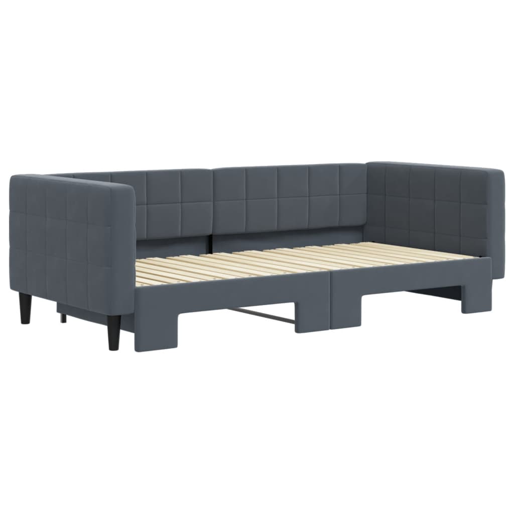 vidaXL Tagesbett Ausziehbar Dunkelgrau 90x190 cm Samt