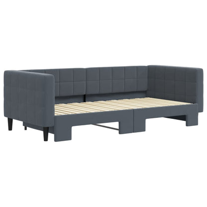 vidaXL Tagesbett Ausziehbar Dunkelgrau 90x190 cm Samt