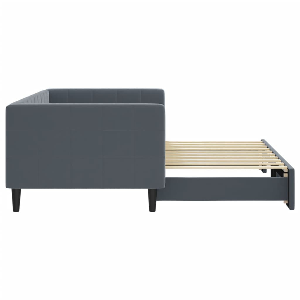 vidaXL Tagesbett Ausziehbar Dunkelgrau 90x190 cm Samt