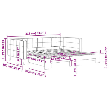 vidaXL Tagesbett Ausziehbar Dunkelgrau 90x190 cm Samt