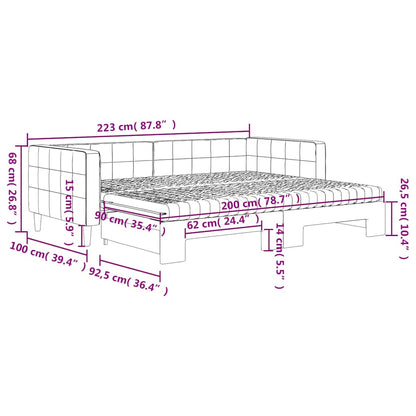 vidaXL Tagesbett Ausziehbar mit Matratzen Dunkelgrau 90x200 cm Samt