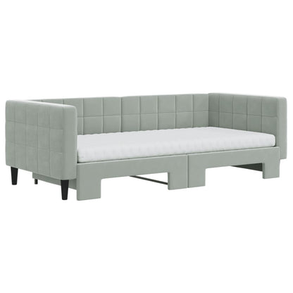 vidaXL Tagesbett Ausziehbar mit Matratzen Hellgrau 90x190 cm Samt
