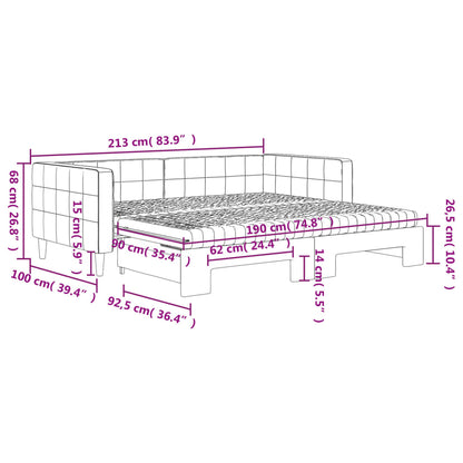 vidaXL Tagesbett Ausziehbar mit Matratzen Hellgrau 90x190 cm Samt