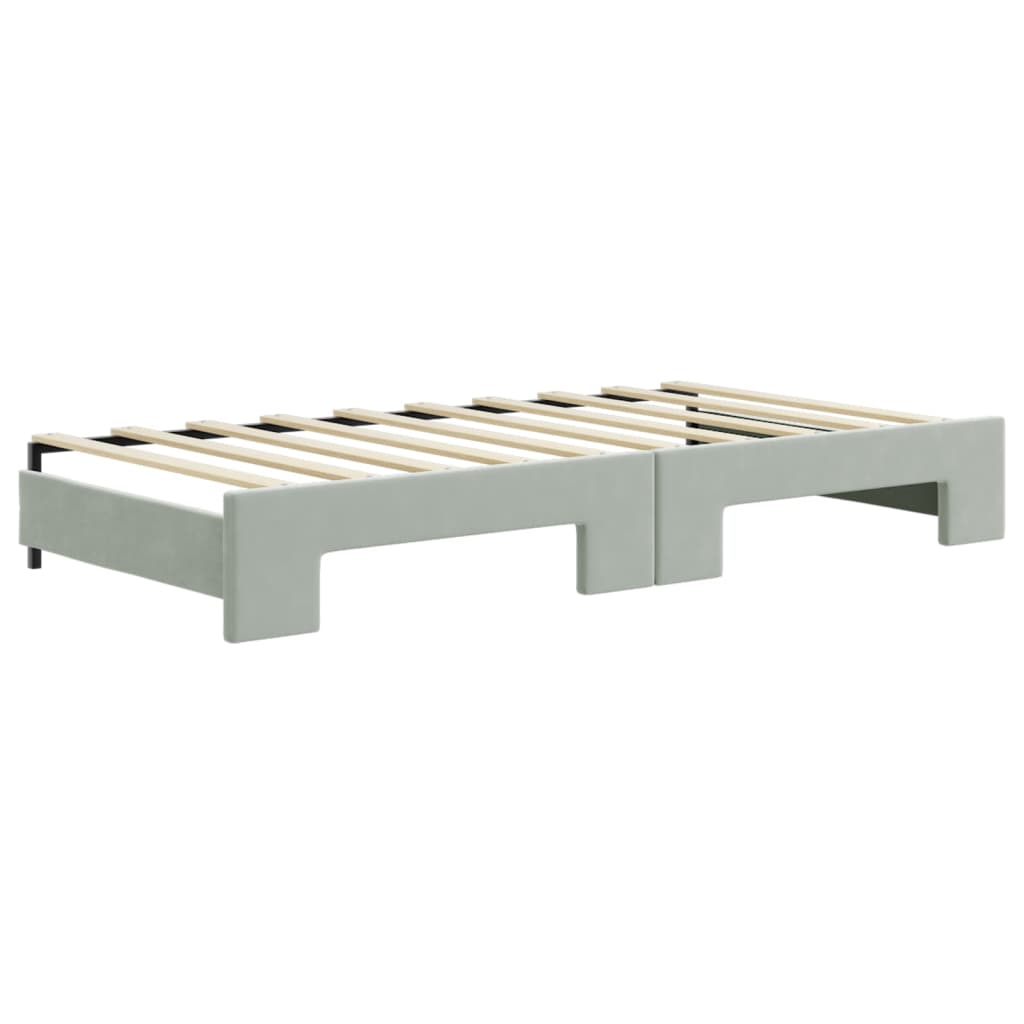 vidaXL Tagesbett Ausziehbar mit Matratzen Hellgrau 90x190 cm Samt