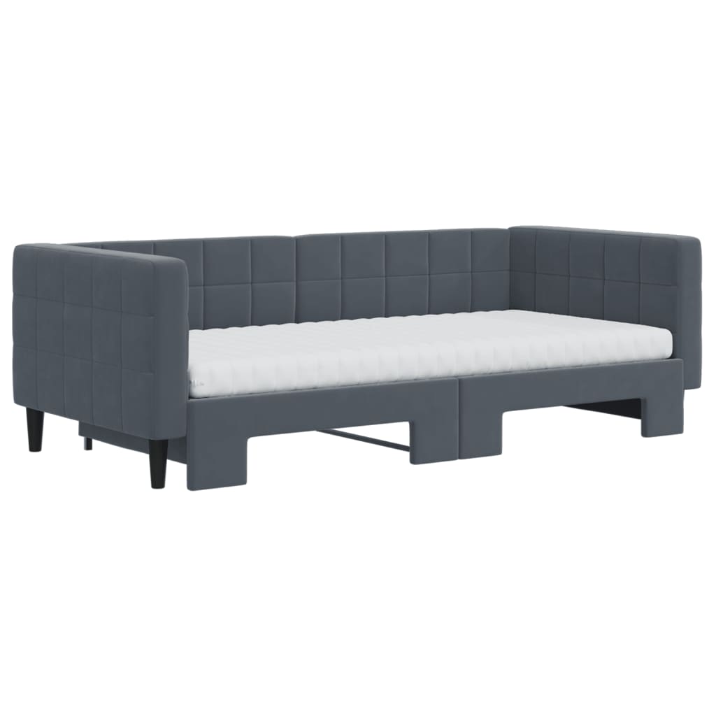vidaXL Tagesbett Ausziehbar mit Matratzen Dunkelgrau 90x190 cm Samt