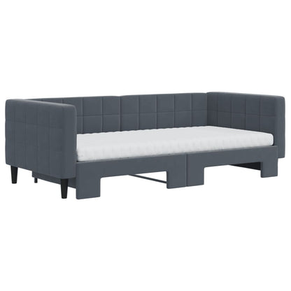 vidaXL Tagesbett Ausziehbar mit Matratzen Dunkelgrau 90x190 cm Samt