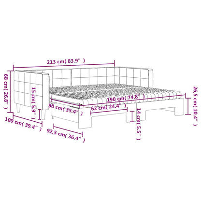 vidaXL Tagesbett Ausziehbar mit Matratzen Dunkelgrau 90x190 cm Samt