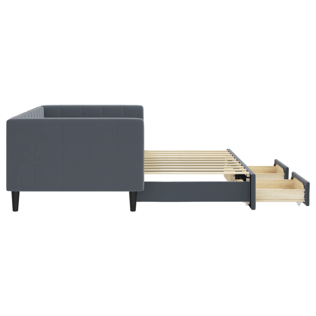 vidaXL Tagesbett Ausziehbar mit Schubladen Dunkelgrau 90x190 cm Samt