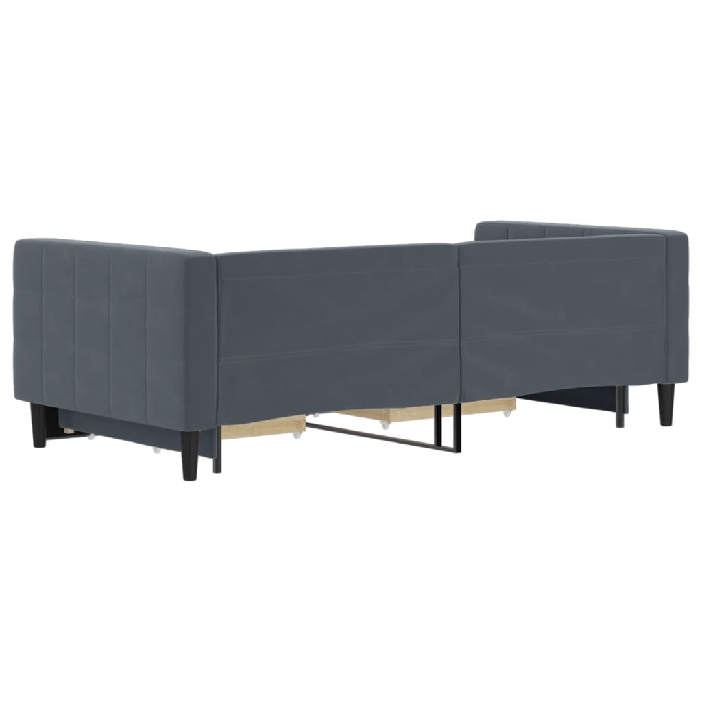 vidaXL Tagesbett Ausziehbar mit Schubladen Dunkelgrau 90x190 cm Samt