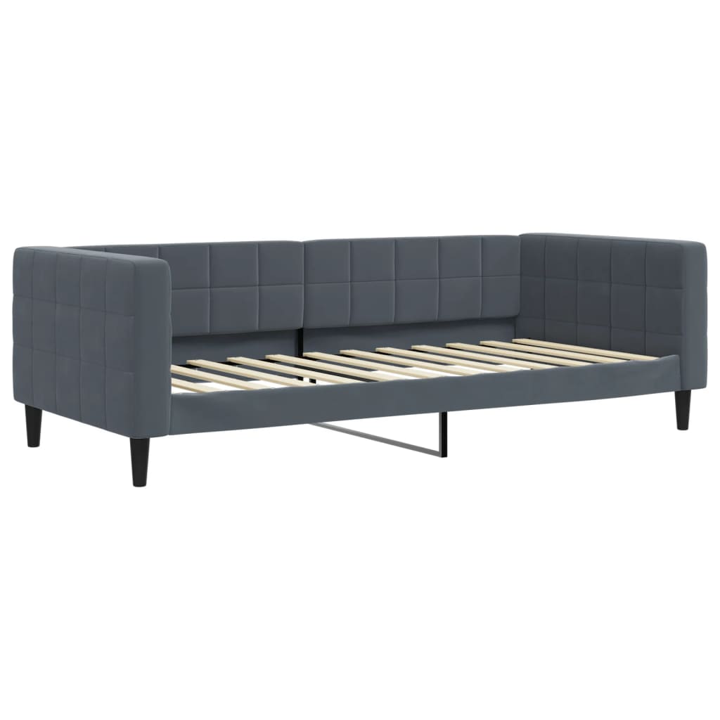 vidaXL Lit de repos extensible avec tiroirs Gris foncé 90x200 cm Velours