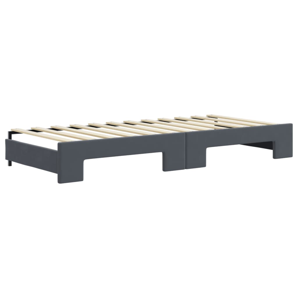 vidaXL Lit de repos extensible avec tiroirs Gris foncé 90x200 cm Velours