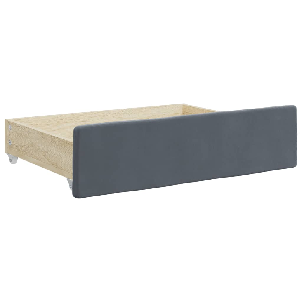 vidaXL Lit de repos extensible avec tiroirs Gris foncé 90x200 cm Velours