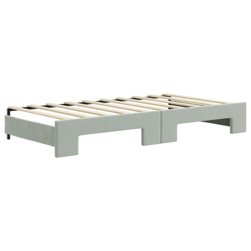 vidaXL Tagesbett Ausziehbar mit Schubladen Hellgrau 90x190 cm Samt