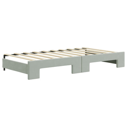 vidaXL Tagesbett Ausziehbar mit Schubladen Hellgrau 90x190 cm Samt