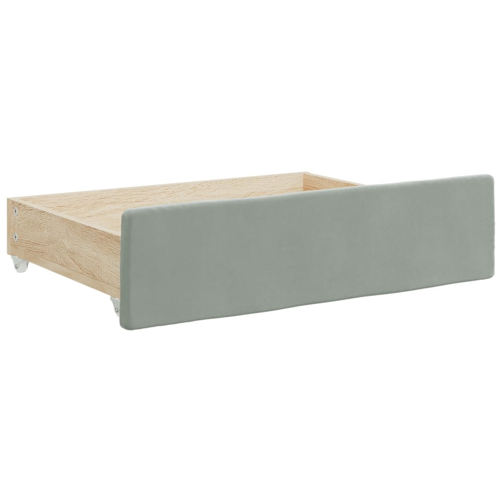vidaXL Tagesbett Ausziehbar mit Schubladen Hellgrau 90x190 cm Samt