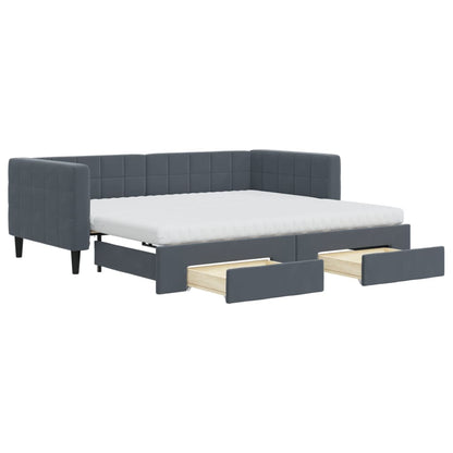 vidaXL Tagesbett Ausziehbar mit Schubladen Dunkelgrau 90x190 cm Samt