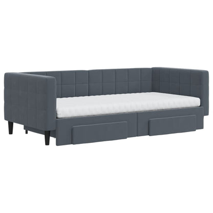vidaXL Tagesbett Ausziehbar mit Schubladen Dunkelgrau 90x190 cm Samt
