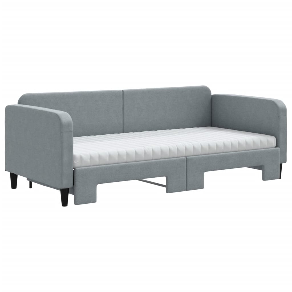 vidaXL Tagesbett Ausziehbar mit Matratze Hellgrau 90x190 cm Stoff