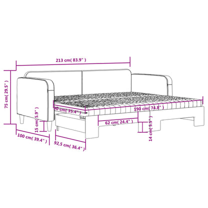 vidaXL Tagesbett Ausziehbar mit Matratze Hellgrau 90x190 cm Stoff