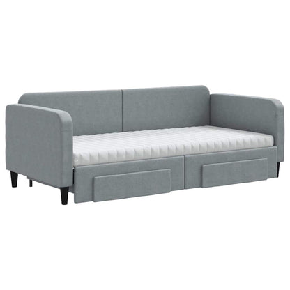 vidaXL Tagesbett Ausziehbar mit Schubladen Hellgrau 90x190 cm Stoff
