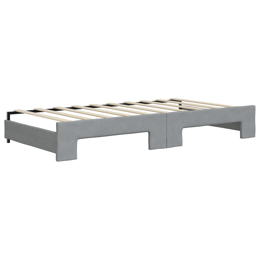 vidaXL Tagesbett Ausziehbar mit Schubladen Hellgrau 90x190 cm Stoff