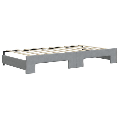vidaXL Tagesbett Ausziehbar mit Schubladen Hellgrau 90x190 cm Stoff