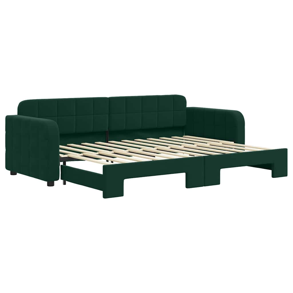 vidaXL Tagesbett Ausziehbar Dunkelgrün 80x200 cm Samt