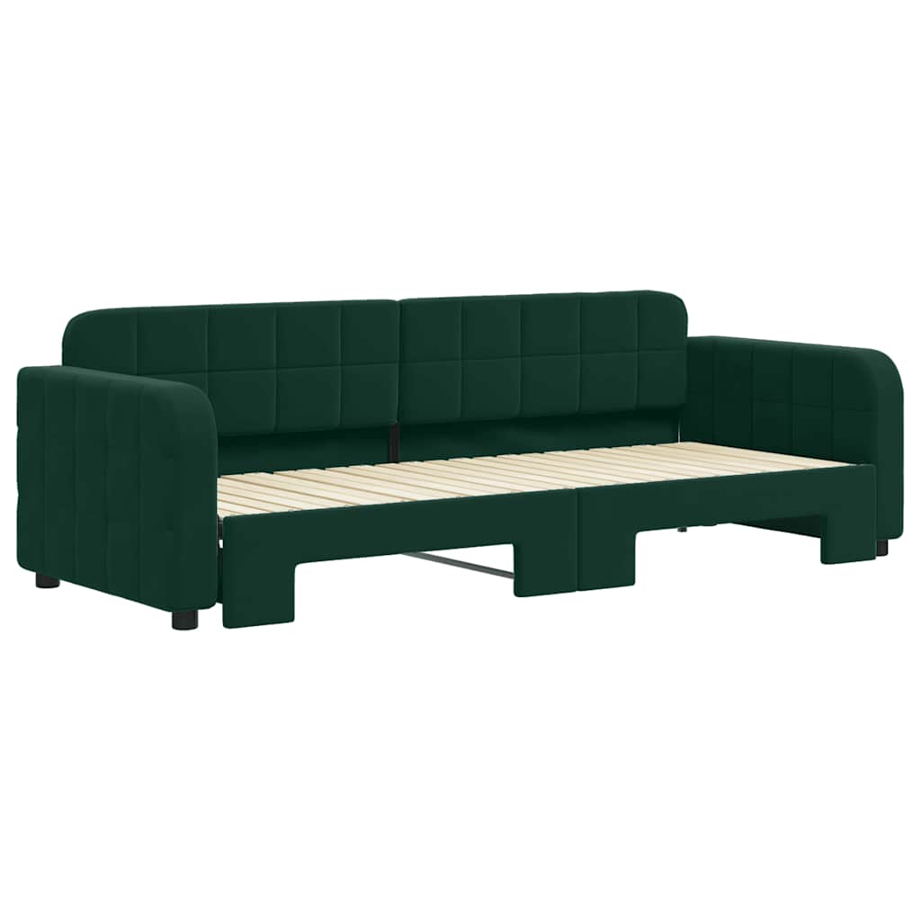 vidaXL Tagesbett Ausziehbar Dunkelgrün 80x200 cm Samt