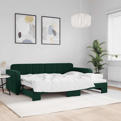 vidaXL Tagesbett Ausziehbar Dunkelgrün 80x200 cm Samt