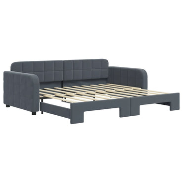 vidaXL Tagesbett Ausziehbar Dunkelgrau 90x190 cm Samt