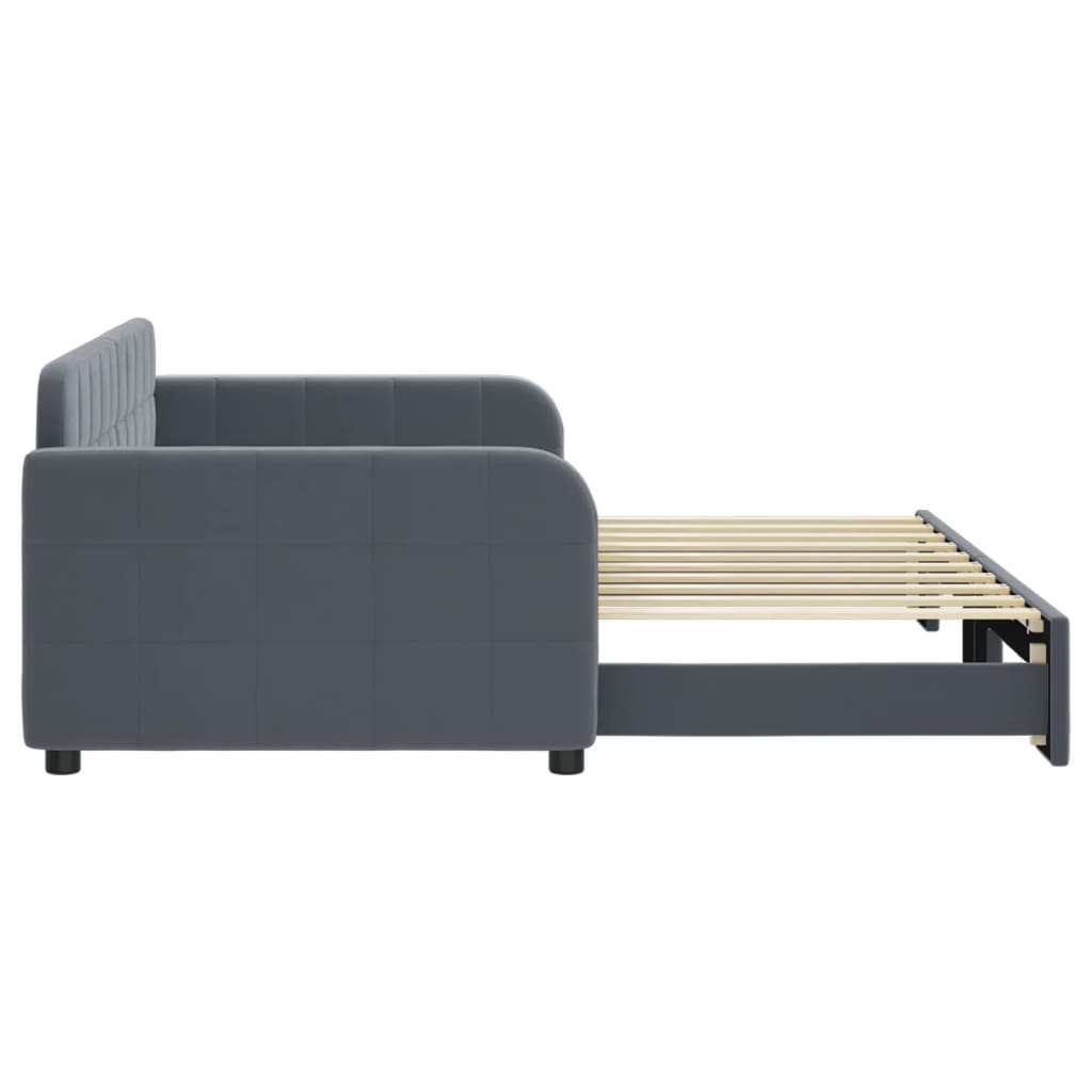 vidaXL Tagesbett Ausziehbar Dunkelgrau 90x190 cm Samt