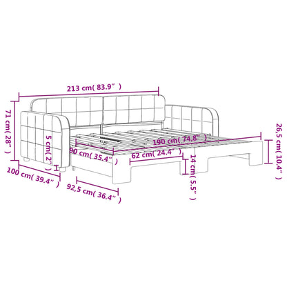 vidaXL Tagesbett Ausziehbar Dunkelgrau 90x190 cm Samt