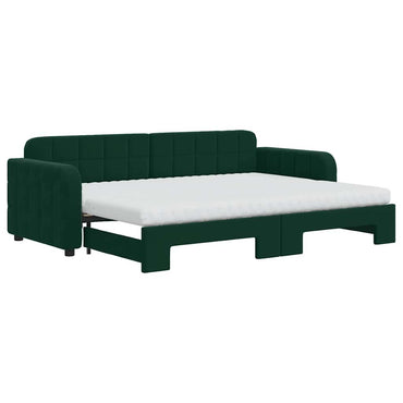 vidaXL Tagesbett Ausziehbar mit Matratzen Dunkelgrün 80x200 cm Samt