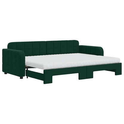 vidaXL Tagesbett Ausziehbar mit Matratzen Dunkelgrün 80x200 cm Samt