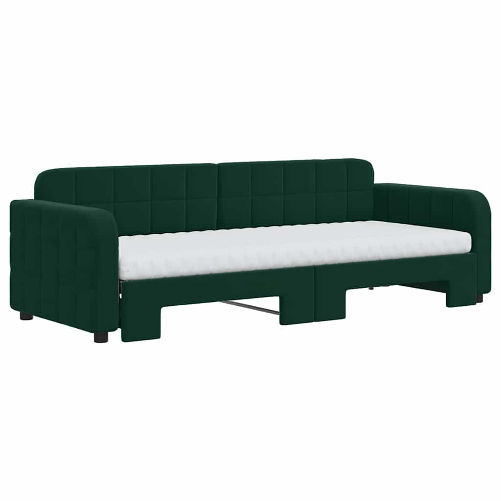 vidaXL Tagesbett Ausziehbar mit Matratzen Dunkelgrün 80x200 cm Samt