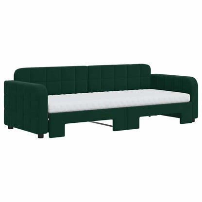 vidaXL Tagesbett Ausziehbar mit Matratzen Dunkelgrün 80x200 cm Samt