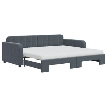 vidaXL Lit de jour extensible avec matelas Gris foncé 90x190 cm Velours