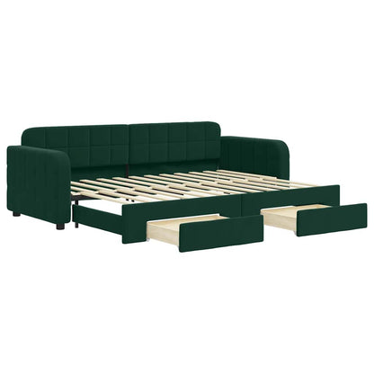 vidaXL Tagesbett Ausziehbar mit Schubladen Dunkelgrün 80x200 cm Samt