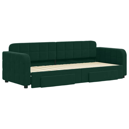 vidaXL Tagesbett Ausziehbar mit Schubladen Dunkelgrün 80x200 cm Samt
